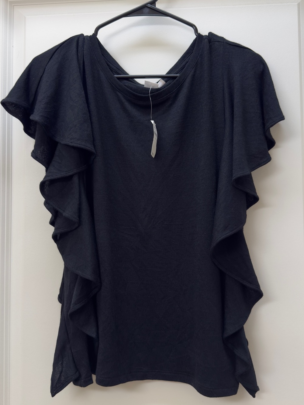 GAP Black Ruffle Sleeve Short Sleeve Top